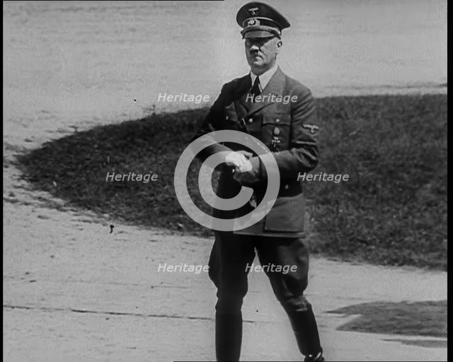 Adolf Hitler Walking Away from the 1918 Armistice Train Car at Compiegne After the French..., 1940. Creator: British Pathe Ltd.