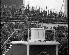 Adolf Hitler Waving to a Large Crowd, 1930s. Creator: British Pathe Ltd