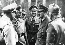 Adolf Hitler with Benito Mussoloni and senior Nazis, 1944