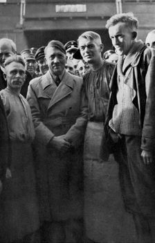 Adolf Hitler with the workers of Siemensstadt, Berlin, Germany, 1936