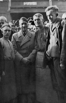 Adolf Hitler with the workers of Siemensstadt, Berlin, Germany, 1936