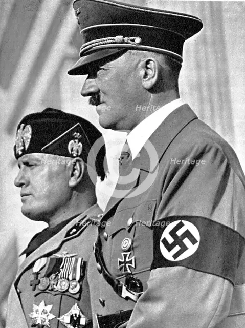 Adolph Hitler (1889-1945) and Benito Mussolini (1883-1945). Artist: Unknown