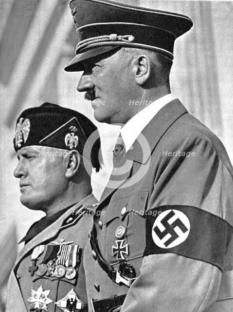 Adolph Hitler (1889-1945) and Benito Mussolini (1883-1945). Artist: Unknown
