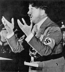 Adolph Hitler addressing a rally, c1930s