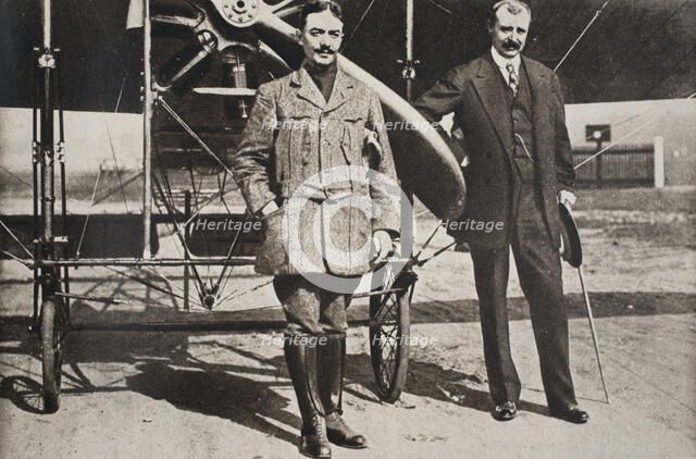 Adolphe Pégoud and Louis Bleriot, French aviators, Brooklands, Surrey, 1913.  Artist: S and G