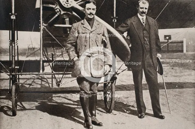 Adolphe Pégoud and Louis Bleriot, French aviators, Brooklands, Surrey, 1913.  Creator: S and G.