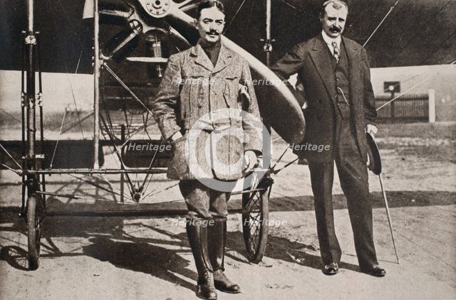 Adolphe Pégoud and Louis Bleriot, French aviators, Brooklands, Surrey, 1913.  Creator: S and G.