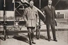 Adolphe Pégoud and Louis Bleriot, French aviators, Brooklands, Surrey, 1913. Creator: S and G