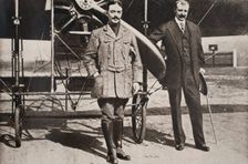 Adolphe Pégoud and Louis Bleriot, French aviators, Brooklands, Surrey, 1913. Creator: S and G