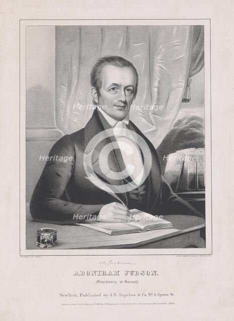 Adoniram Judson (1788 - 1850), Missiionary to Burmah, pub. 1846. Creator: American School (19th Century).