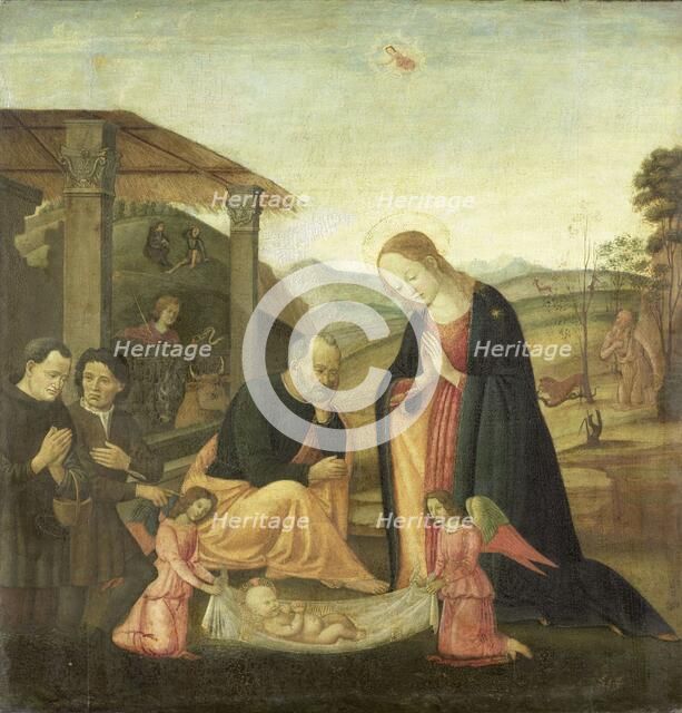 Adoration of the Christ Child, 1485-1520. Creator: Circle of Jacopo del Sellaio.