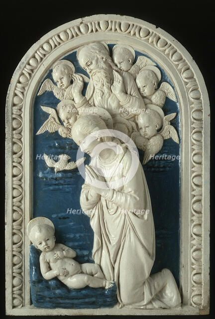 Adoration of the Christ Child, after 1479. Creator: Studio of Andrea della Robbia.