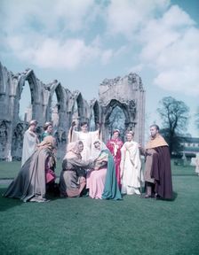 Adoration of the Holy Child, York Mystery Plays, ruins of St Mary's Abbey, York, 1951. Creator: Arthur Charles Kirby Ware