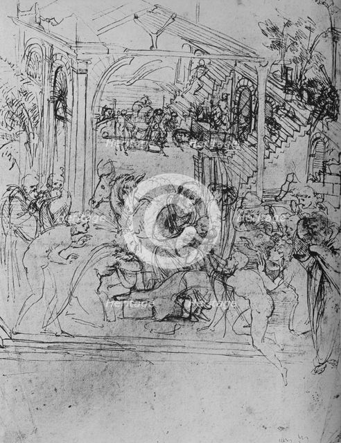 'Adoration of the Kings: Composition Sketch', 1478-1481 (1945). Artist: Leonardo da Vinci.