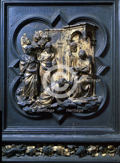 'Adoration of the Magi', north door of the Baptistery of Florence, 14th-15th century. Creator: Ghiberti, Lorenzo (1378 - 1455).
