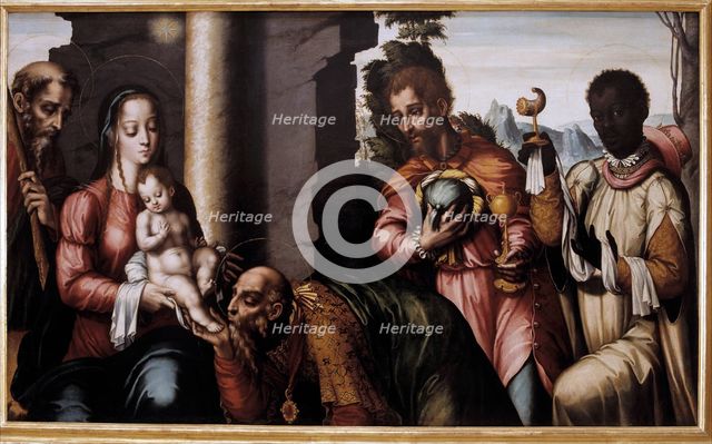 Adoration of the Magi', oil by Luis Morales.