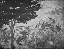 Adoration of the Magi - Battle of horsemen in the distance on the right c1481 (1945). Artist: Leonardo da Vinci