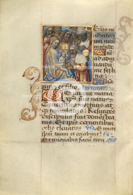 Adoration of the Magi; Poncher Hours, about 1500. Creator: Master of Cardinal Bourbon.