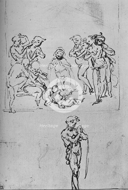 'Adoration of the Shepherd and Separate Study of a Shepherd', c1480 (1945). Artist: Leonardo da Vinci.