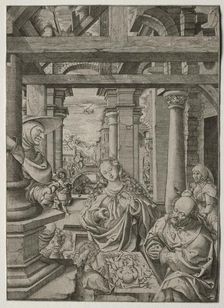 Adoration of the Shepherd, c. 1522-1525. Creator: Frans Crabbe van Esplegem (Flemish, c. 1480-1552)