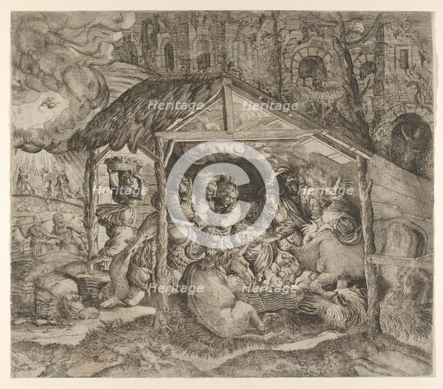 Adoration of the Shepherds, ca. 1543. Creator: Master IQV.