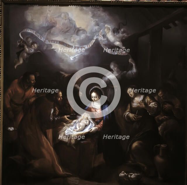  'Adoration of the Shepherds', oil Painting by Francisco Camilo.