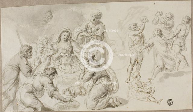 Adoration of the Shepherds; Stoning of Saint Stephen, n.d. Creator: Unknown.