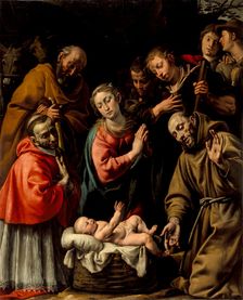 Adoration of the Shepherds with Saints Francis and Carlo Borromeo, c1628. Creator: Tanzio da Varallo