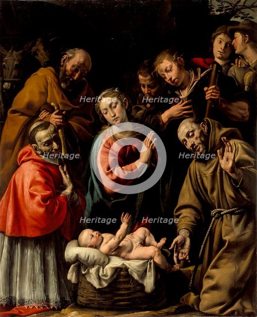 Adoration of the Shepherds with Saints Francis and Carlo Borromeo, c1628. Creator: Tanzio da Varallo.
