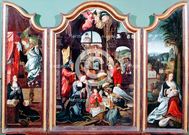 'Adoration of the Shepherds', triptych, late 15th-early 16th century. Artist: Cornelius Engebrechtsz
