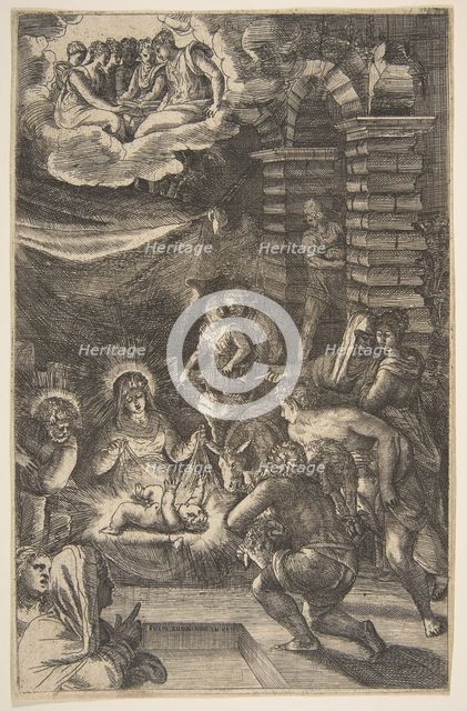 Adoration, ca. 1550-65. Creator: Giulio Bonasone.