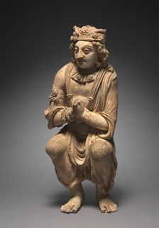 Adoring Attendant from a Buddhist Shrine, c. 300s-400s. Creator: Unknown