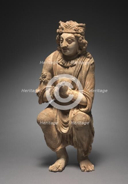 Adoring Attendant from a Buddhist Shrine, c. 300s-400s. Creator: Unknown.