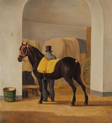 Adriaan van der Hoop’s Trotter De Rot at the Coach House, 1828. Creator: Anthony Oberman