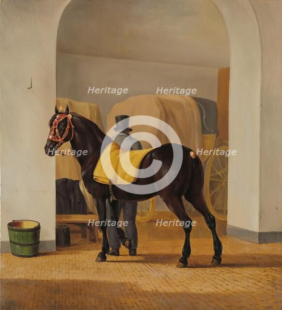 Adriaan van der Hoop’s Trotter ‘De Rot’ at the Coach House, 1828. Creator: Anthony Oberman.