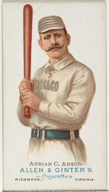 Adrian "Cap" Anson, Baseball Player, from World's Champions, Series 1 (N28) for Allen & Gi..., 1887. Creator: Allen & Ginter