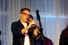 Adrian Cox (Guest), Joe Farnsworth-Sara Hanahan Quartet, Watermill Jazz Club, Dorking, Surrey, 2024 Creator: Brian O'Connor