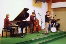 Adrian Cox Simon Read Joe Webb, Adrian Cox Quartet, Loughton Methodist Church, Essex, 28 Sept 2019. Creator: Brian O'Connor