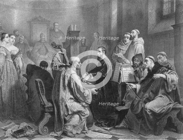 Adrian Willaert (1490-1562) plays a mass before the Doge of Venice, 1854. Creator: Hamman, Edouard Jean Conrad (1819-1888).