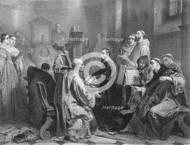 Adrian Willaert (1490-1562) plays a mass before the Doge of Venice, 1854. Creator: Hamman, Edouard Jean Conrad (1819-1888).