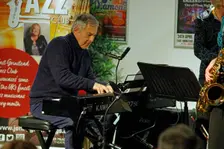 Adrian York, Hannah Horton Quartet, East Grinstead Jazz Club, West Suusex, Jan 2025. Creator: Brian O'Connor
