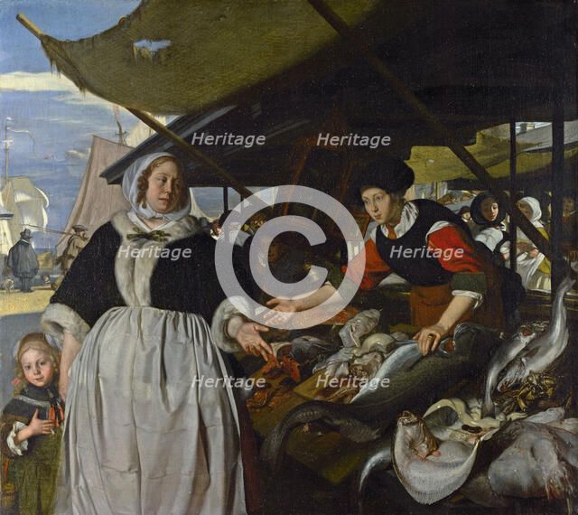 Adriana van Heusden and her Daughter at the New Fish market in Amsterdam, 1662.