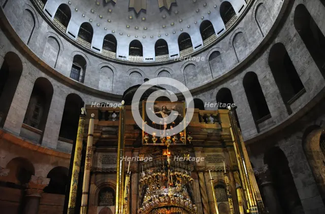 Aedicula, the Tomb of Christ at the Holy Sepulchre, Jerusalem, Israel, 2014. Creator: LTL.