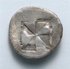 Aegineatan Drachm: Incuse Square (reverse), c. 482 BC. Creator: Unknown