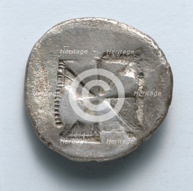 Aegineatan Drachm: Incuse Square (reverse), c. 482 BC. Creator: Unknown.