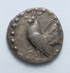 Aegineatan Drachm: Rooster (obverse), c. 482 BC. Creator: Unknown