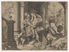 Aeneas and his family fleeing Troy, 1595. Creator: Agostino Carracci
