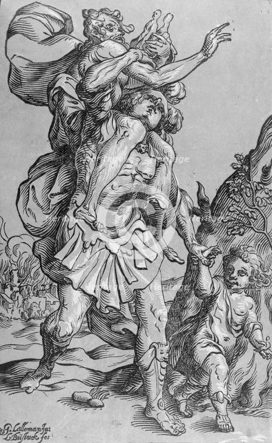 Aeneas Carrying Anchises from Troy, between 1623 and 1630. Creator: Ludolph Busing.