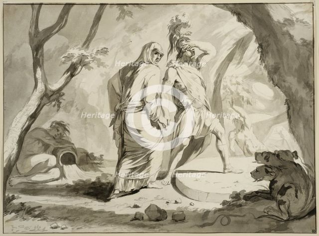 Aeneas descends into the underworld. Creator: Philip Tideman.