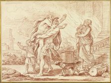 Aeneas Fleeing with Anchises from the Ruins of Troy, 1777. Creator: Augustin Pajou